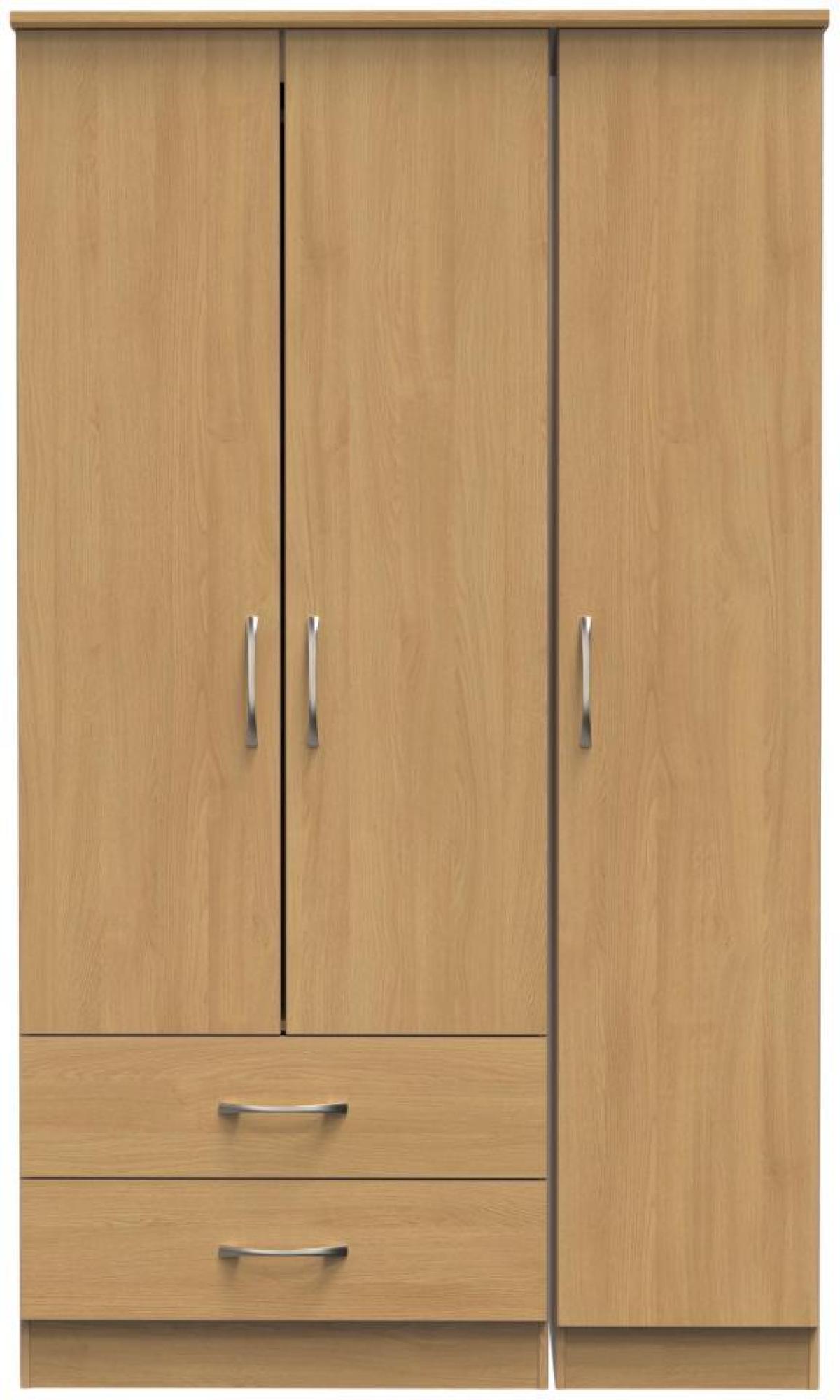 Eve Oak Effect 3 Door Tall Triple Wardrobe - LHF 2 Drawers