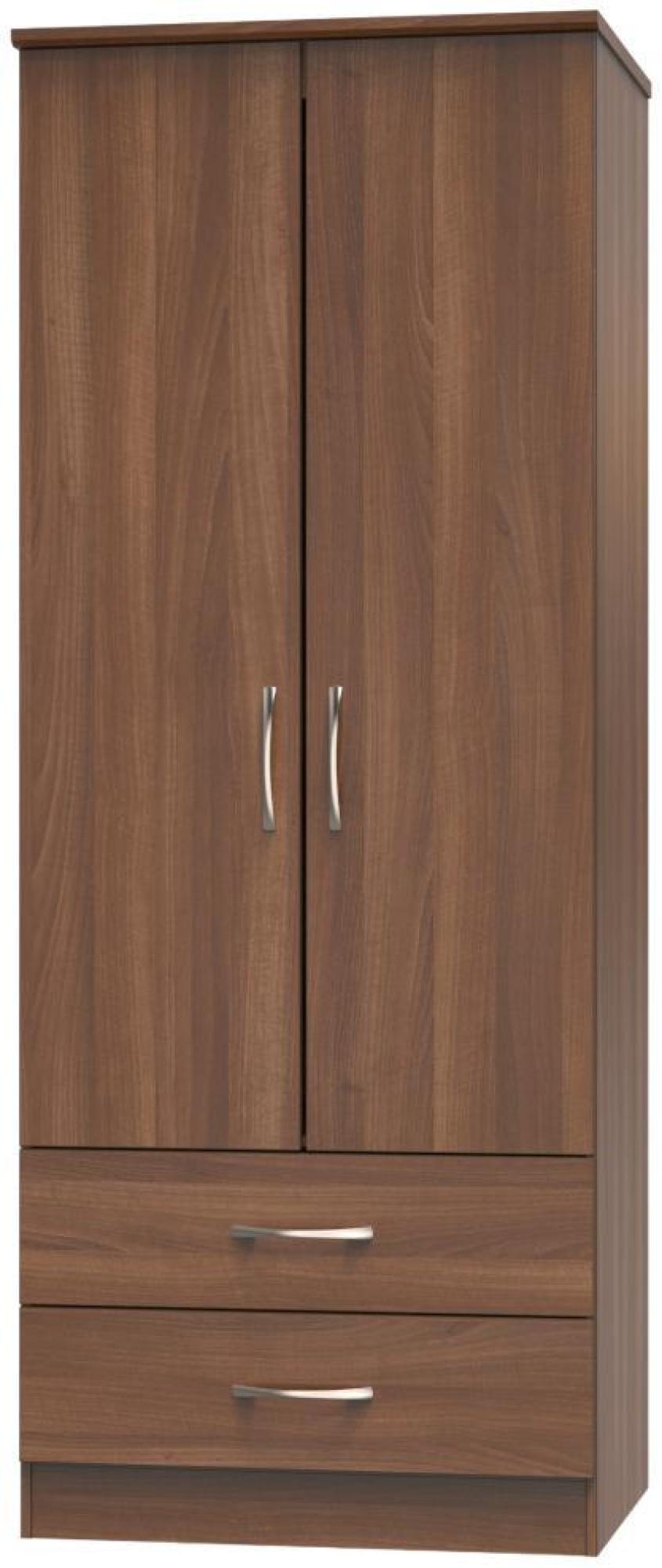 Eve Wardrobe - 2 Door - 2 Drawer - Double - Tall - Walnut
