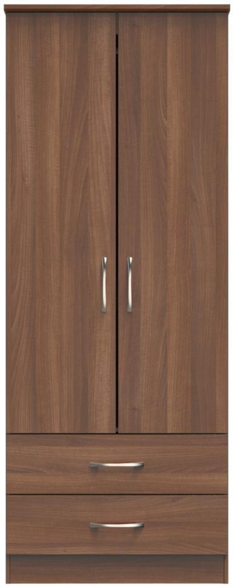 Eve Walnut 2 Door 2 Drawer Double Tall Wardrobe