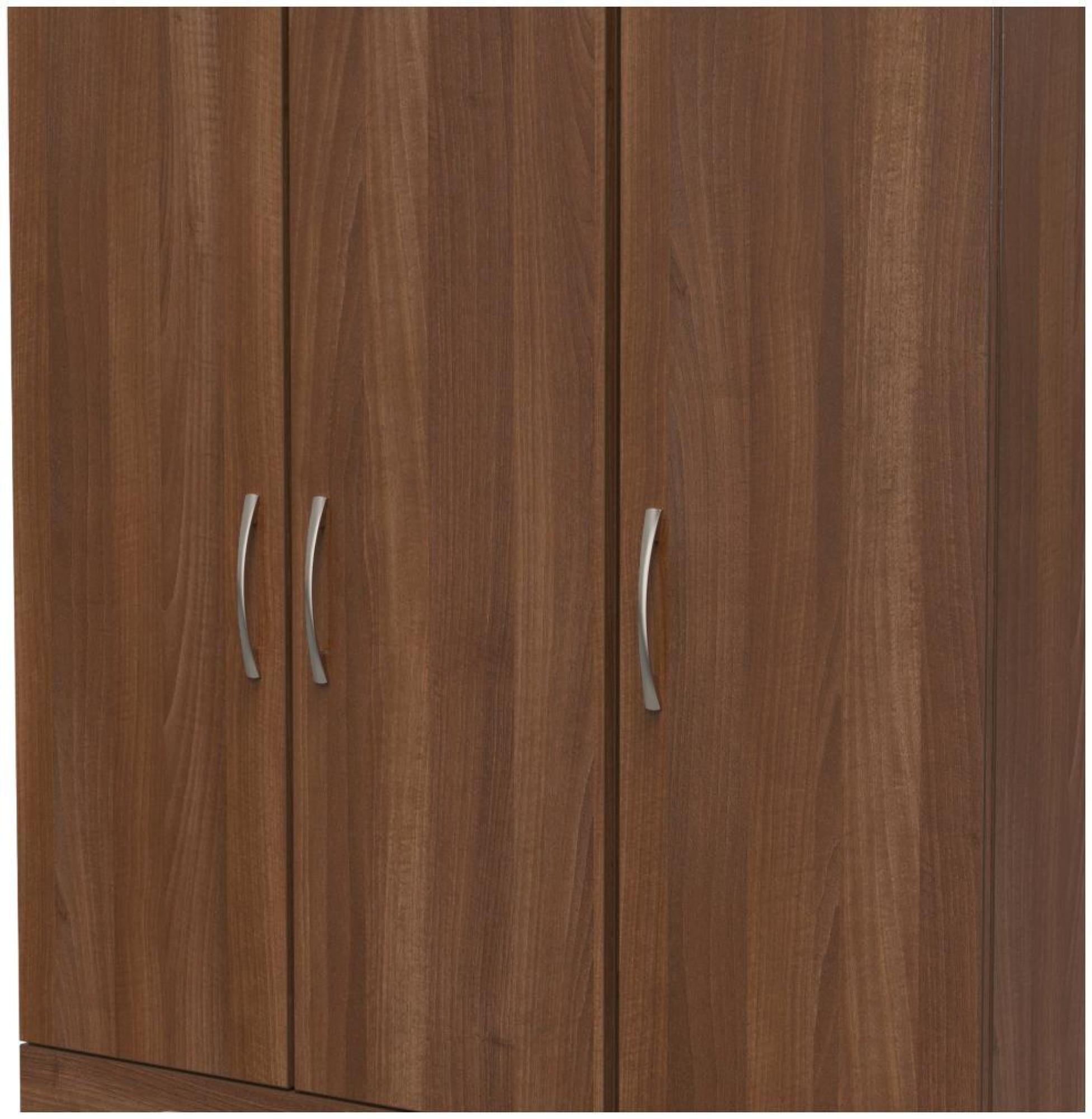 Eve Wardrobe - 3 Door - Tall - Triple - LHF 2 Drawers - Walnut