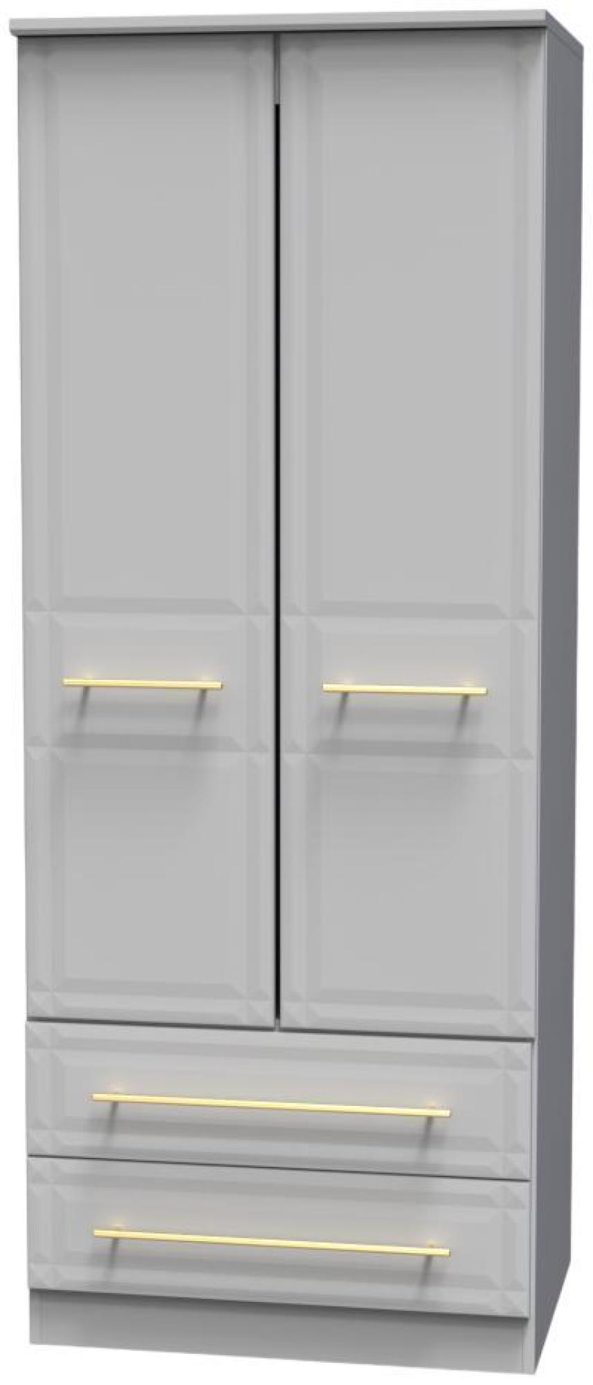 Faye Wardrobe - 2 Door - 2 Drawer - Double - Grey