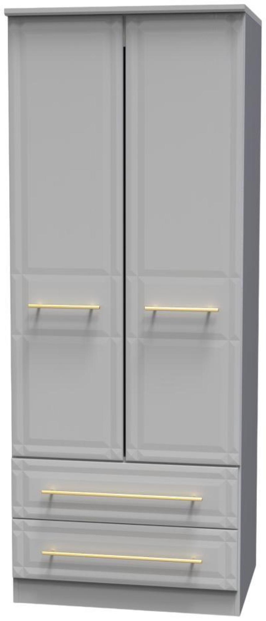 Faye Wardrobe - 2 Door - 2 Drawer - Double - Grey Ash