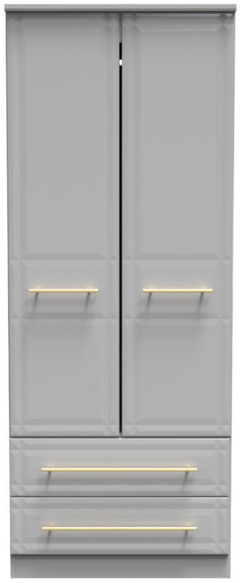 Faye Grey Ash 2 Door 2 Drawer Double Wardrobe