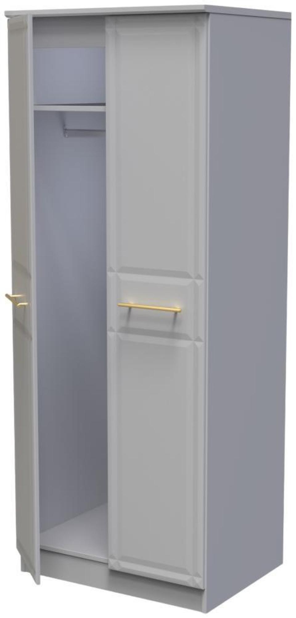 Faye Wardrobe - 2 Door - Plain - Tall - Grey Ash