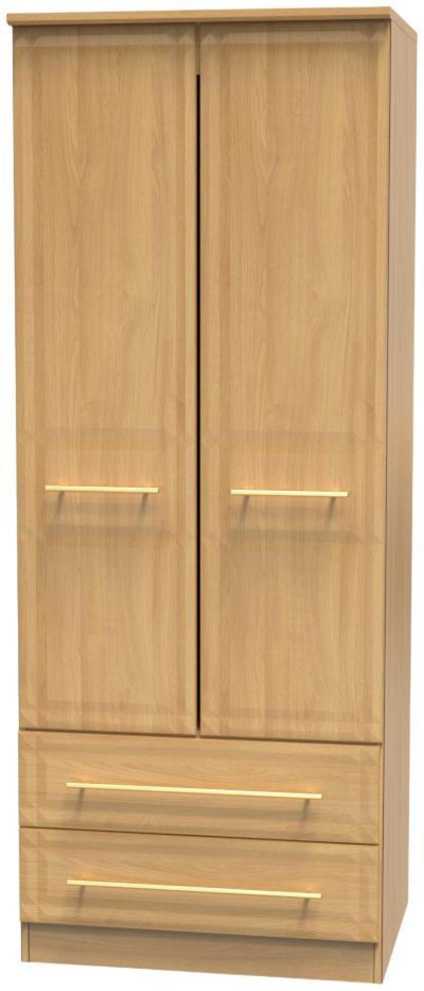 Faye Wardrobe - 2 Door - 2 Drawer - Double - Oak