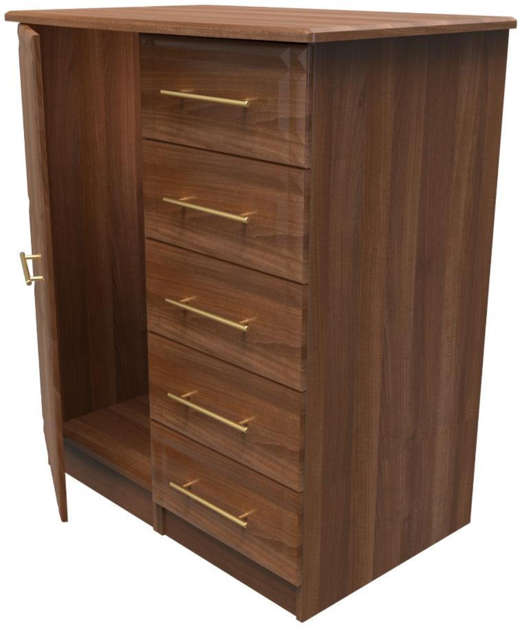 Faye Wardrobe - 1 Door - Midi - Walnut
