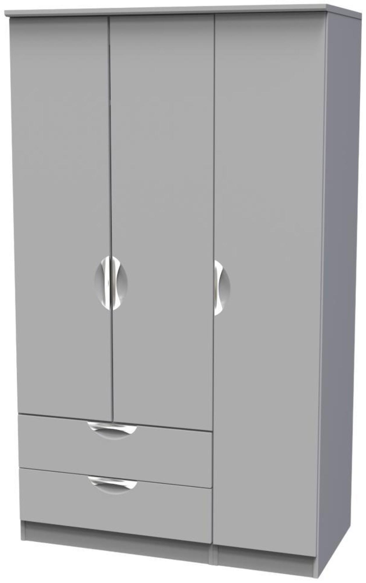 Flora Wardrobe - 3 Door - LHF 2 Drawers - Triple - Grey