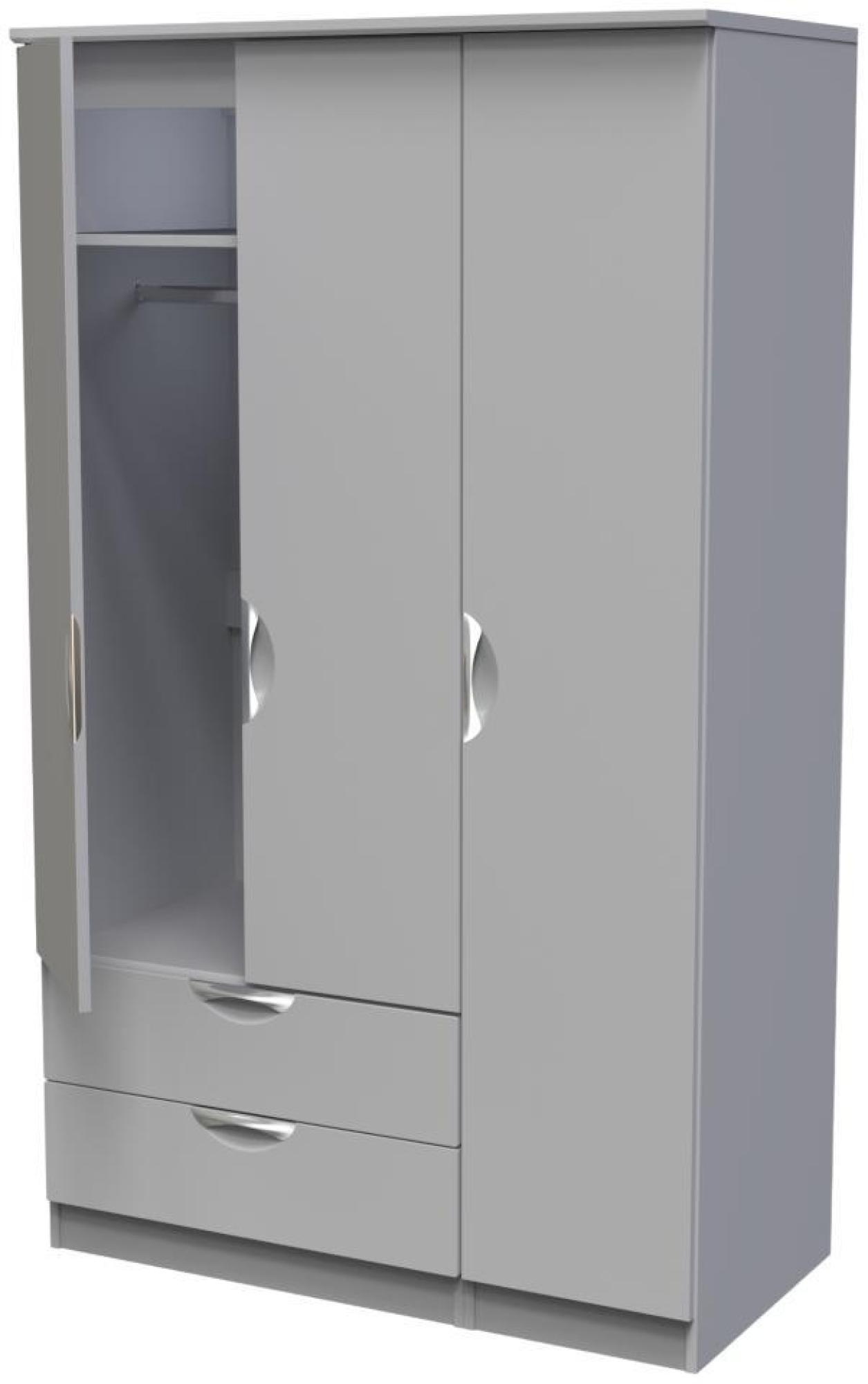 Flora Wardrobe - 3 Door - LHF 2 Drawers - Triple - Grey