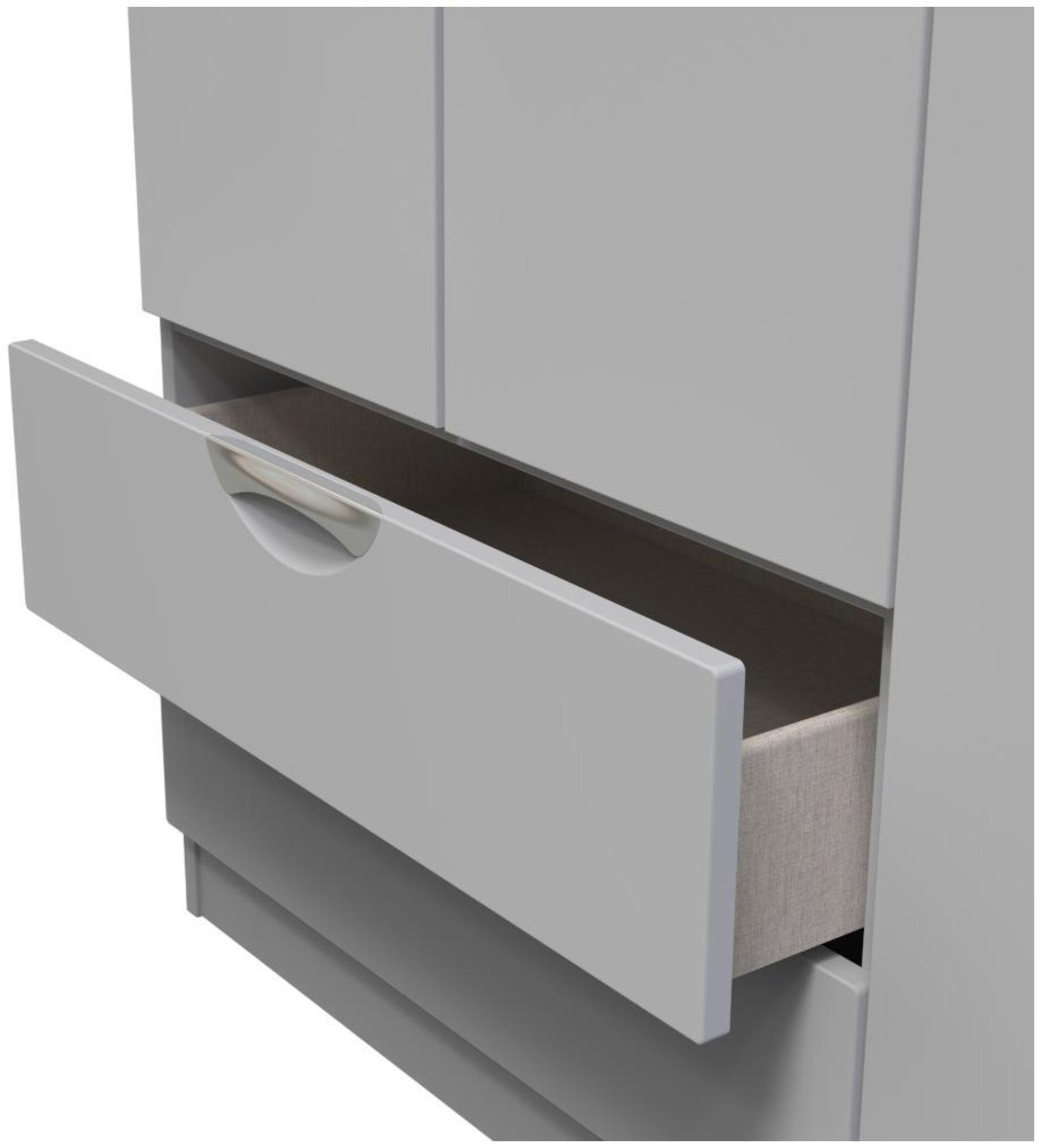 Flora Wardrobe - 3 Door - LHF 2 Drawers - Triple - Grey