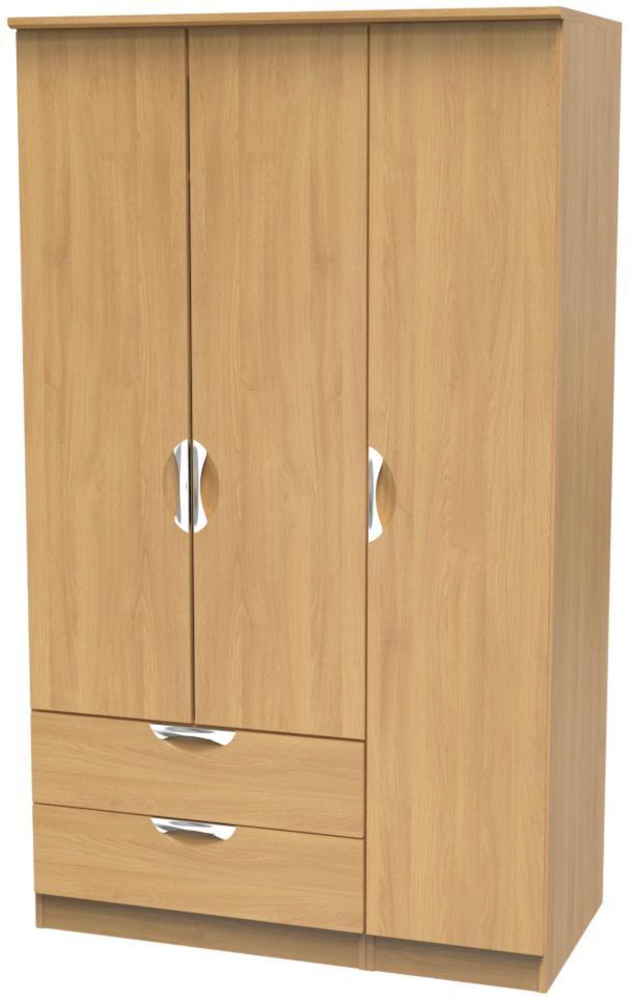 Flora Wardrobe - 3 Door - LHF 2 Drawers - Triple - Oak
