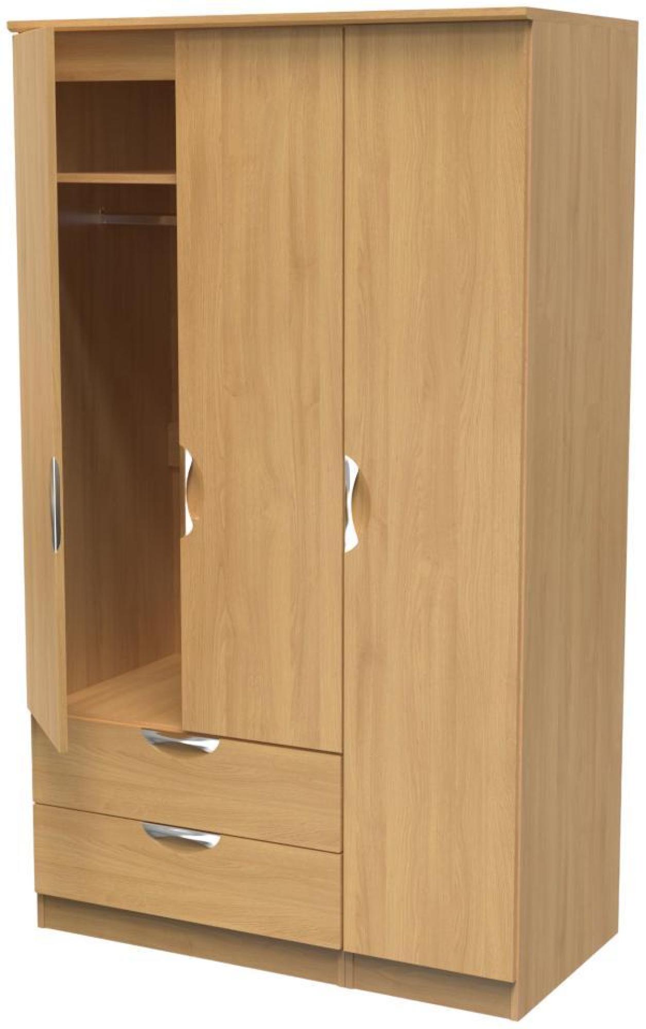 Flora Wardrobe - 3 Door - LHF 2 Drawers - Triple - Oak