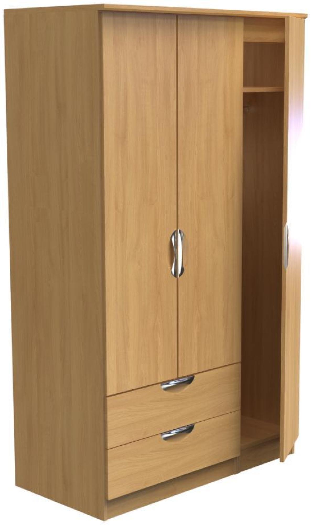 Flora Wardrobe - 3 Door - LHF 2 Drawers - Triple - Oak