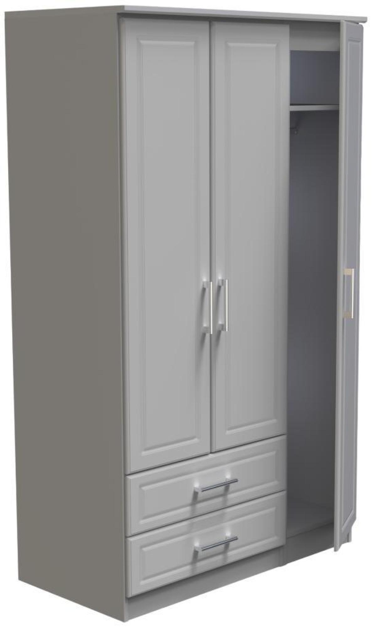 Gina Wardrobe - 3 Door - LHF 2 Drawers - Triple - Grey