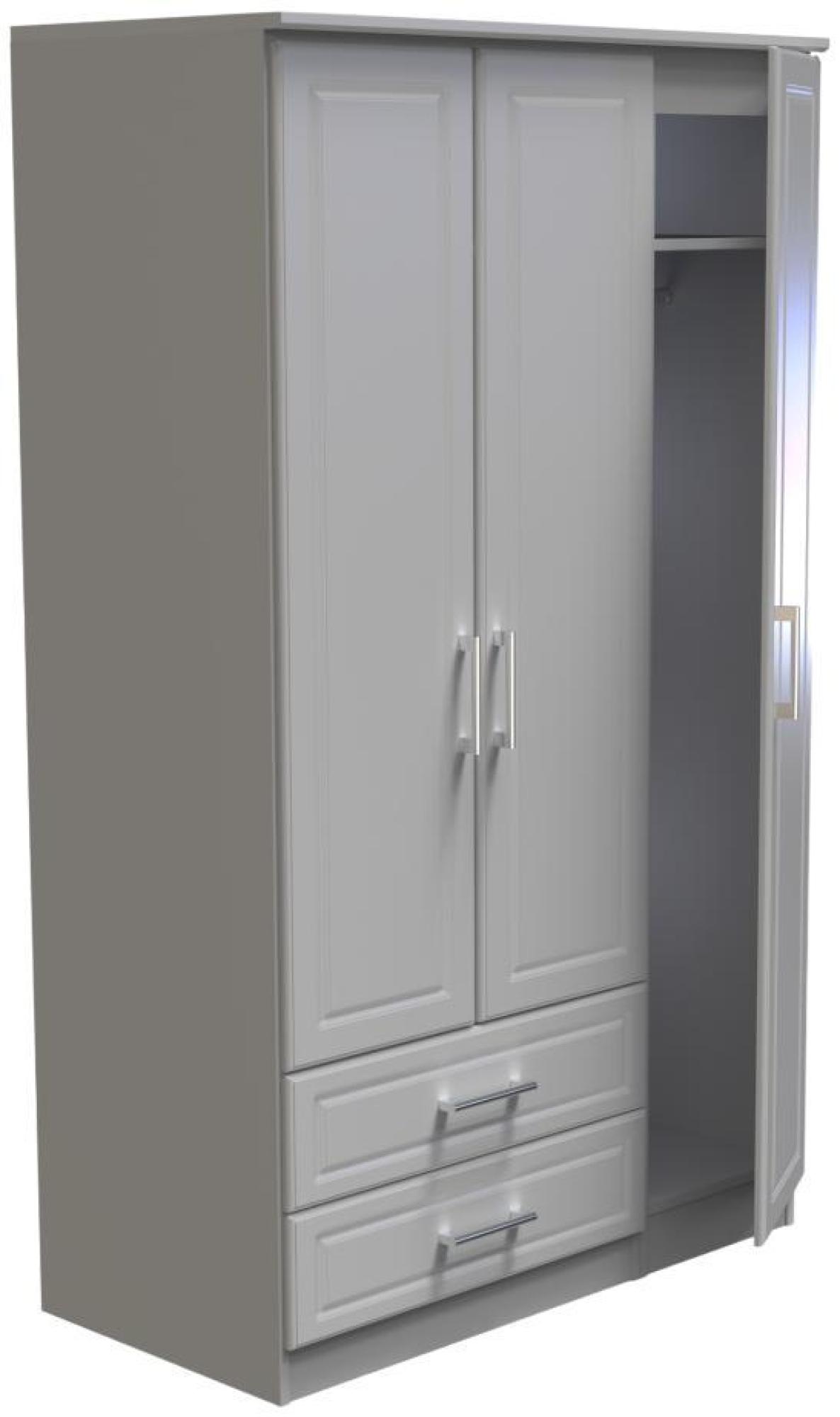 Gina Wardrobe - 3 Door - LHF 2 Drawers - Triple - Grey Ash