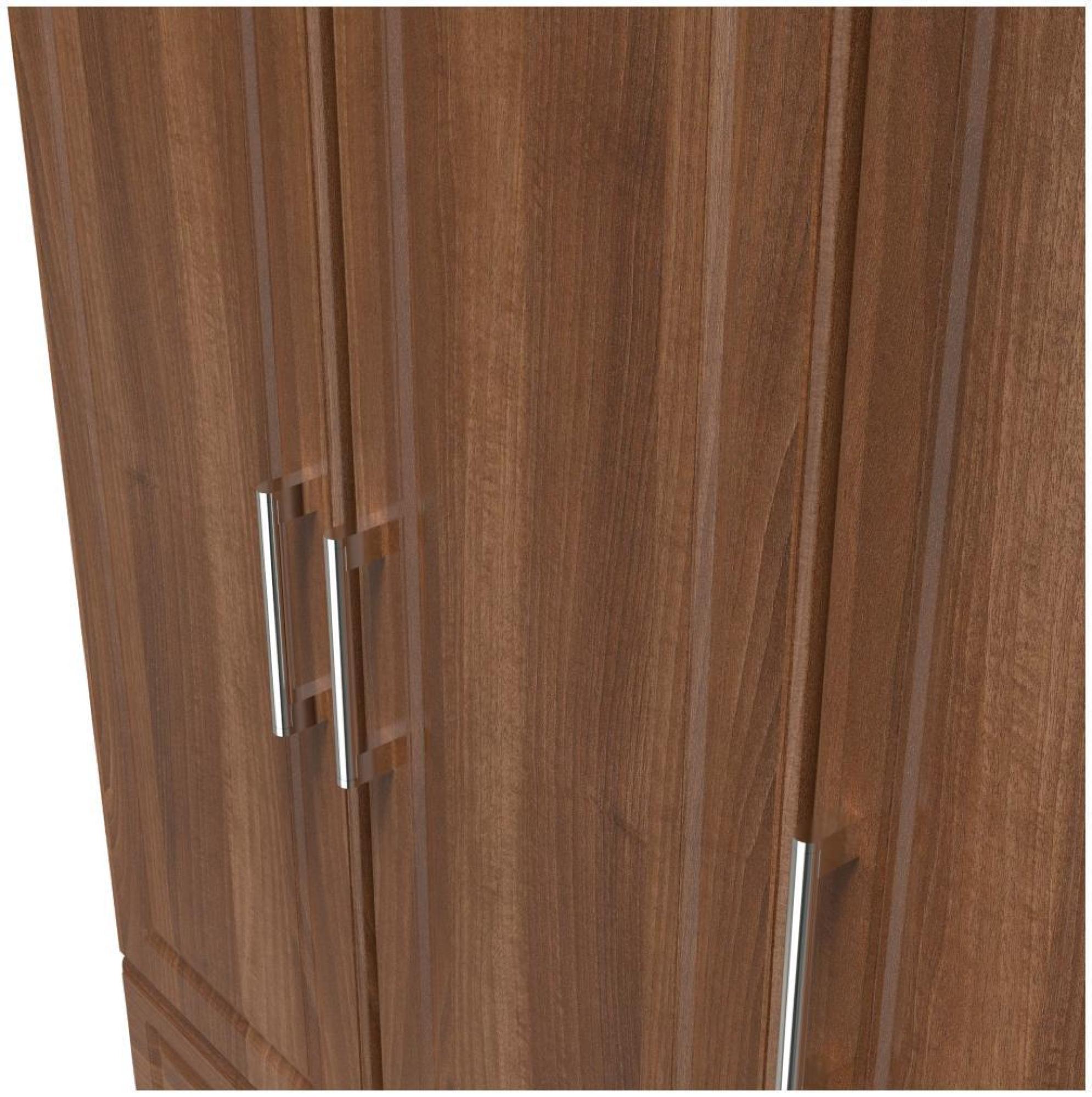 Gina Wardrobe - 3 Door - LHF 2 Drawers - Triple - Walnut