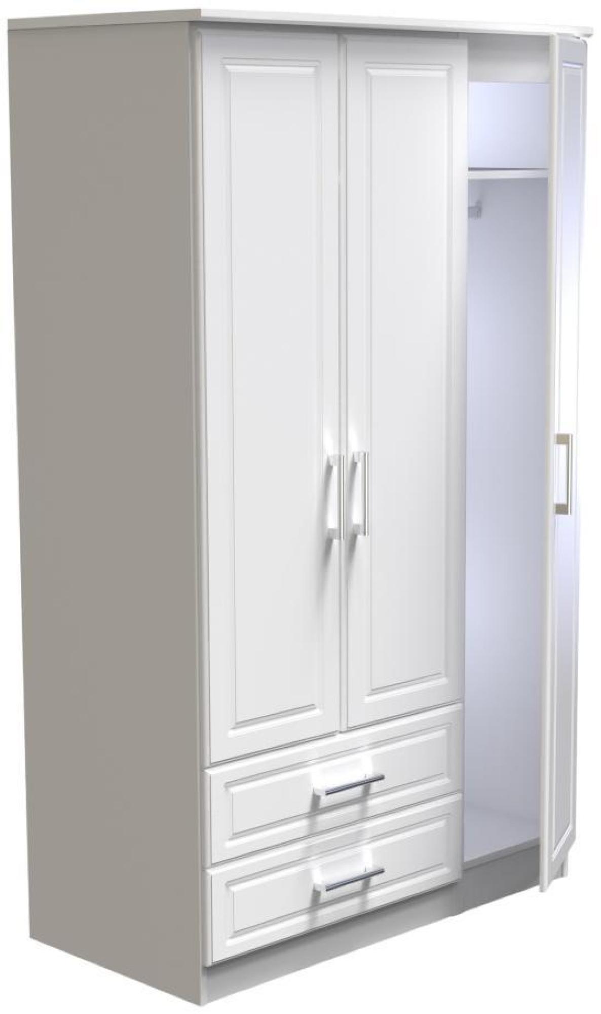Gina Wardrobe - 3 Door - LHF 2 Drawers - Triple - White