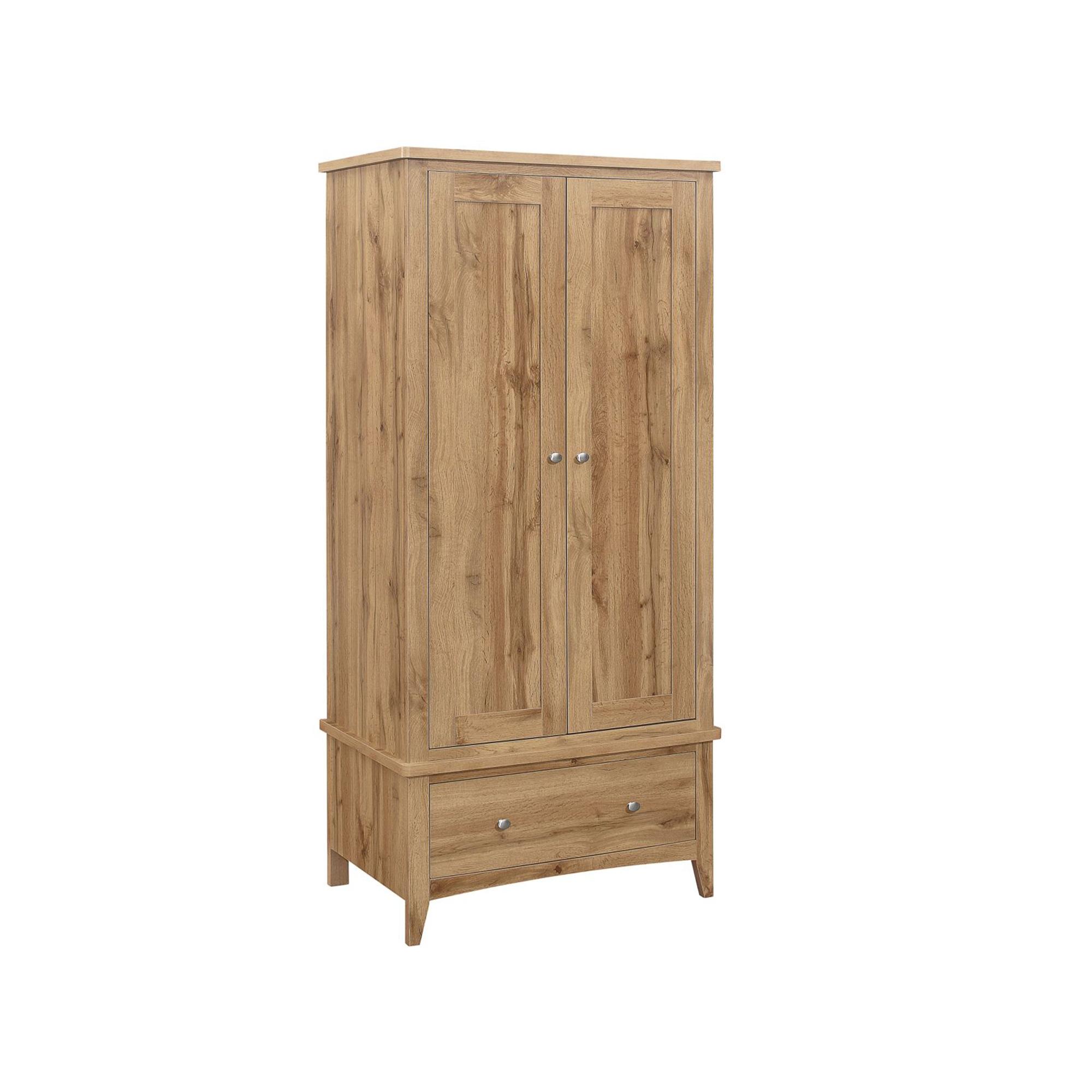 Hampstead Wardrobe - 2 Door - 1 Drawer - Rustic Oak 
