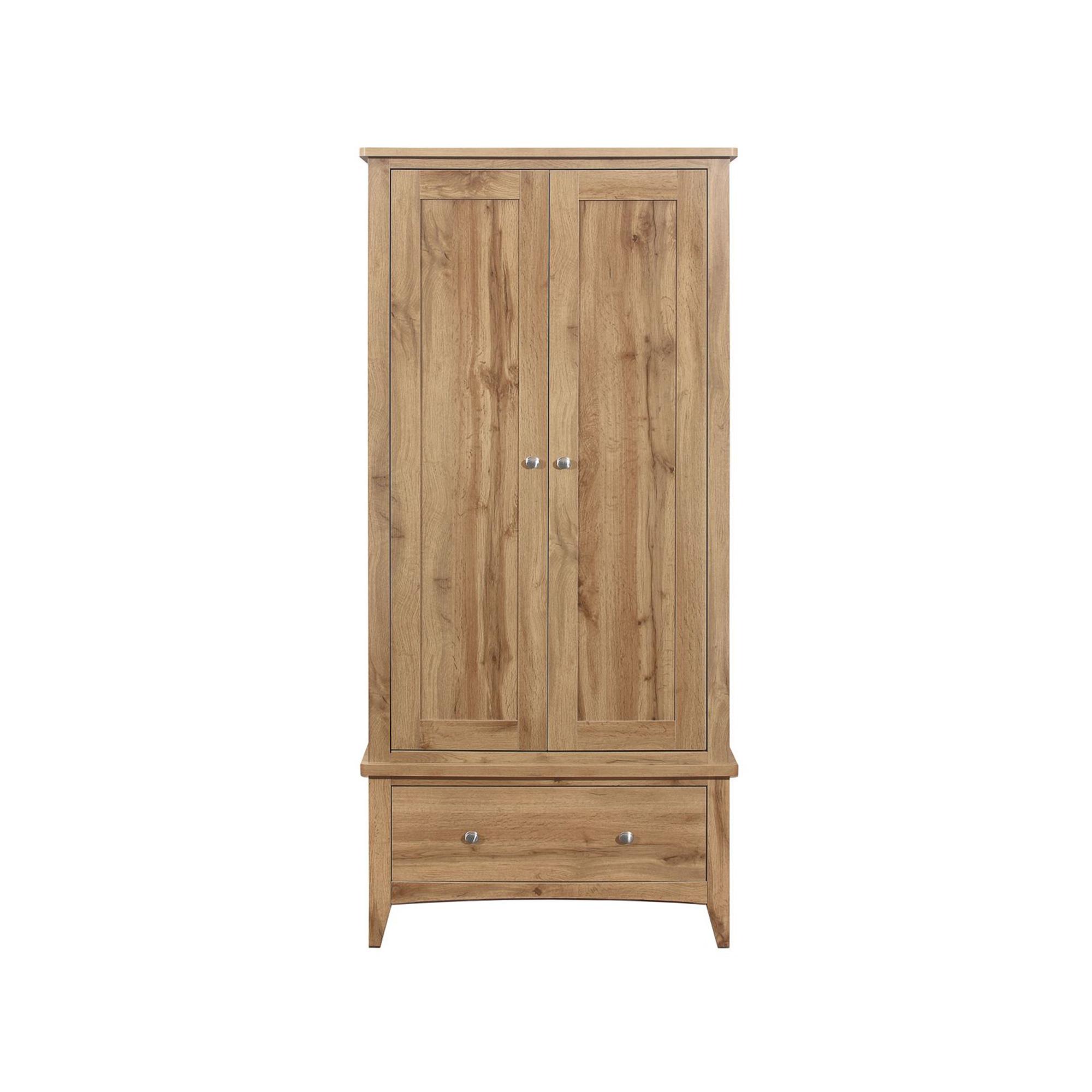 Hampstead Wardrobe - 2 Door - 1 Drawer - Rustic Oak 