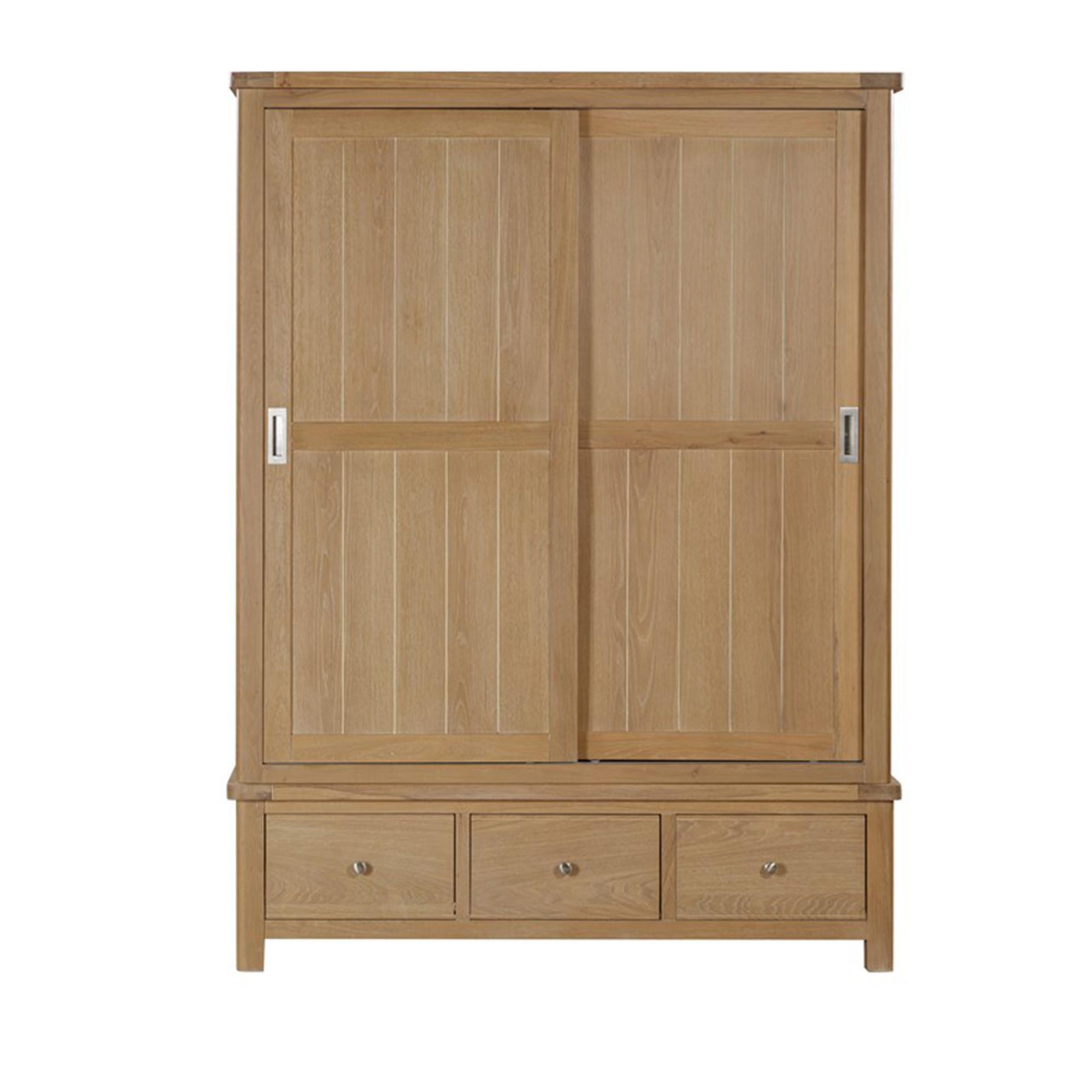 Hayley Sliding Wardrobe - 2 Door - 3 Drawer - Oak