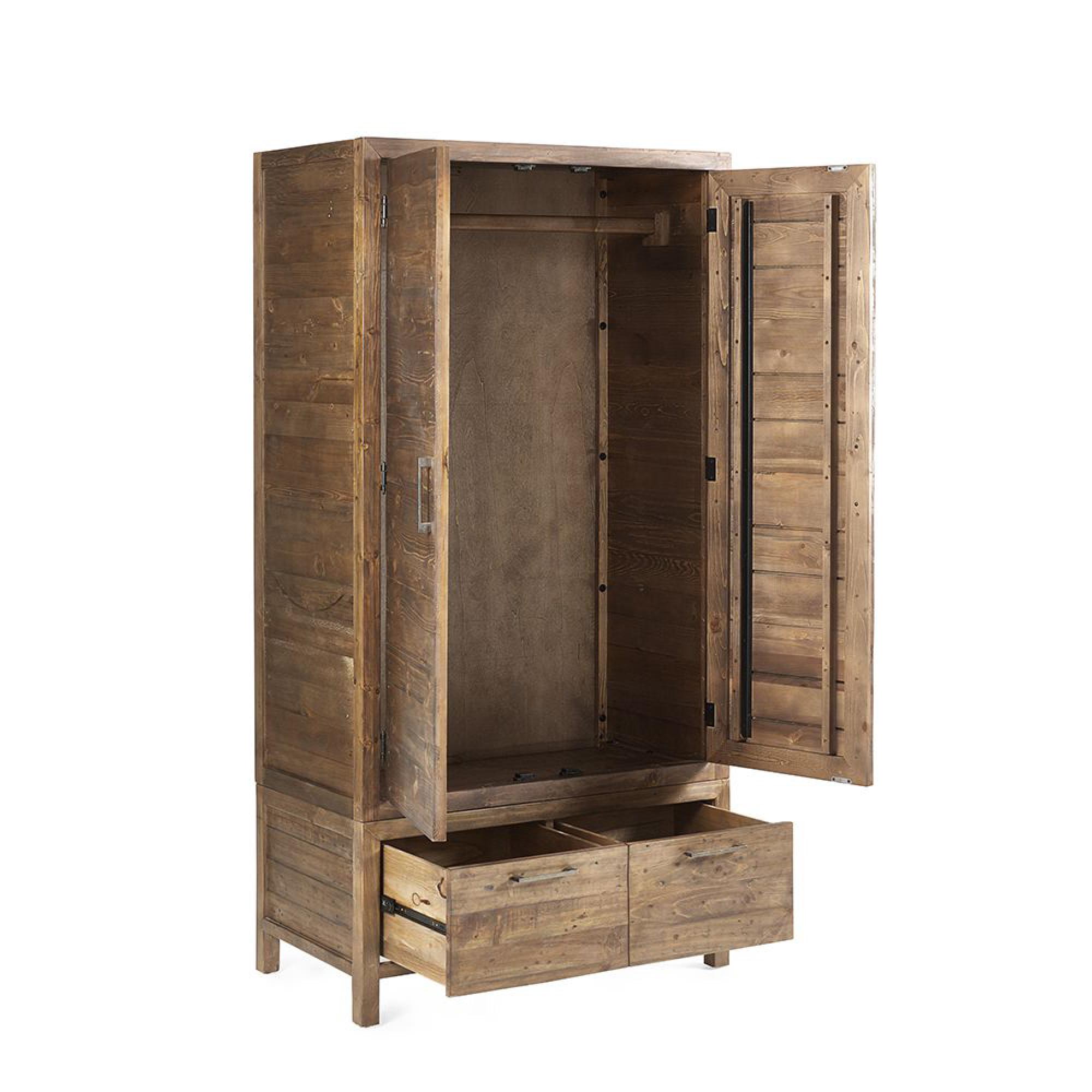 Heritage Double Wardrobe - 2 Door - 2 Drawer - Reclaimed Pine