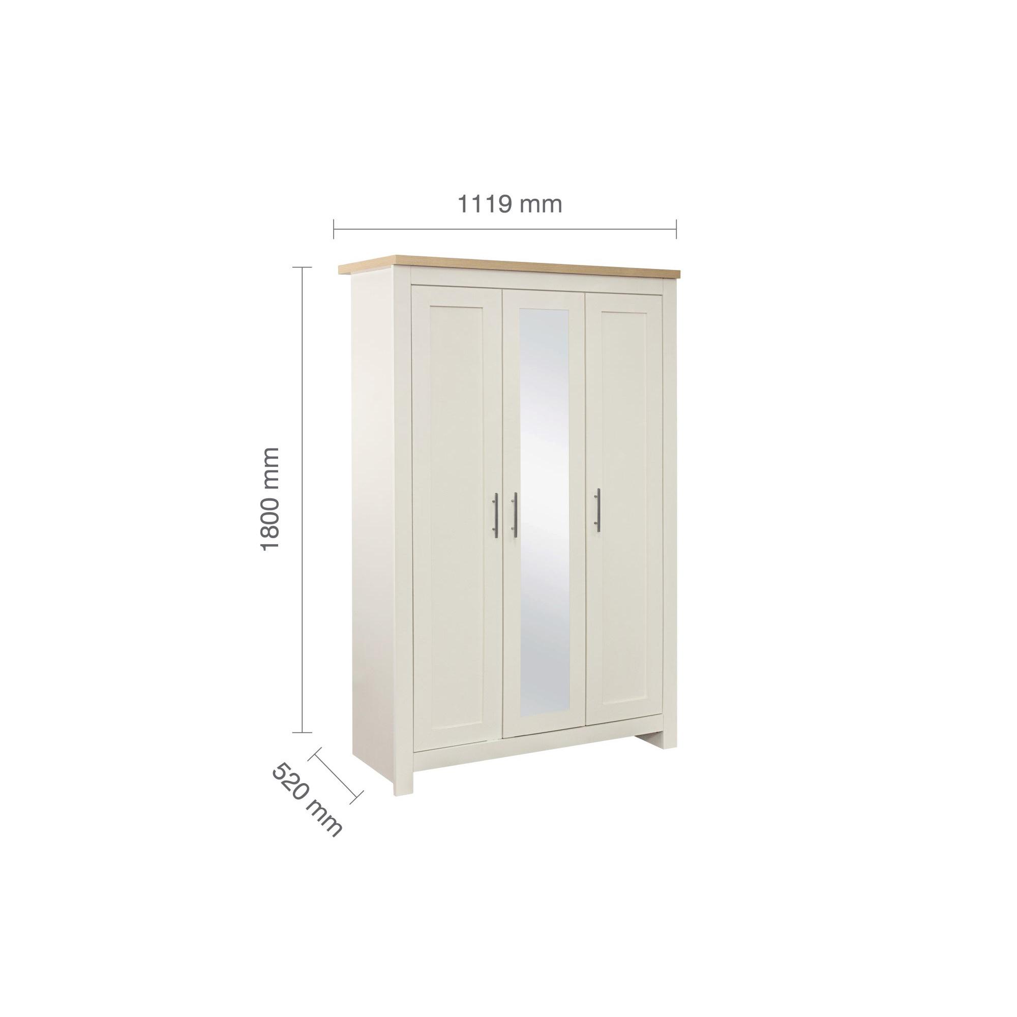 Highgate Mirror Wardrobe - 3 Door - Cream Painted