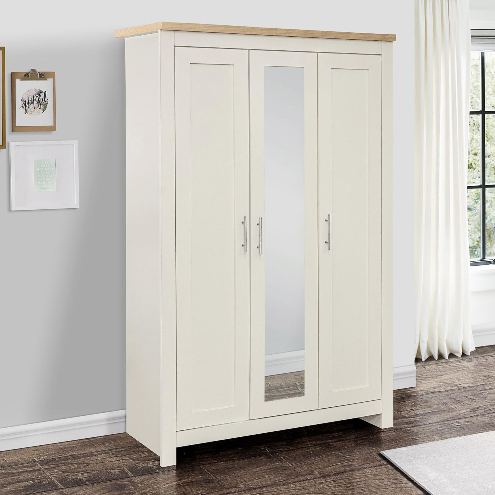 Highgate Mirror Wardrobe - 3 Door - Cream Painted
