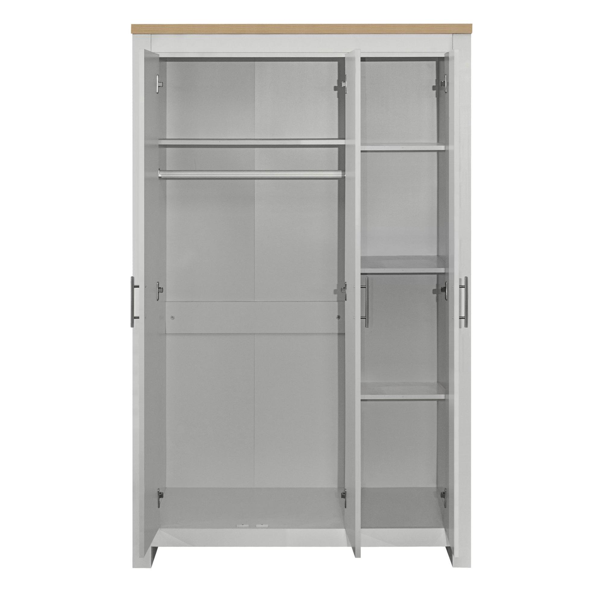 Highgate Mirror Wardrobe - 3 Door - Grey Painted
