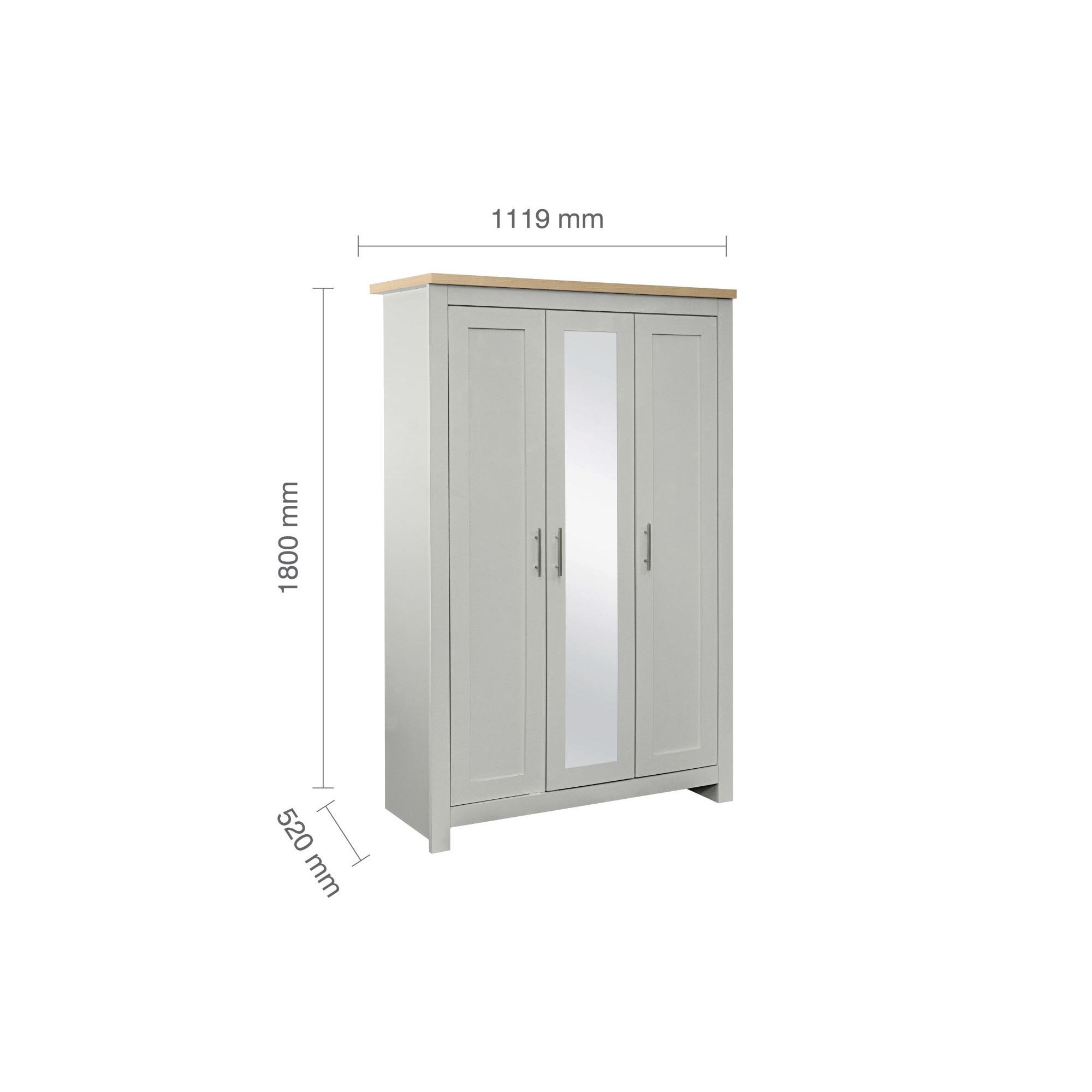 Highgate Mirror Wardrobe - 3 Door - Grey Painted