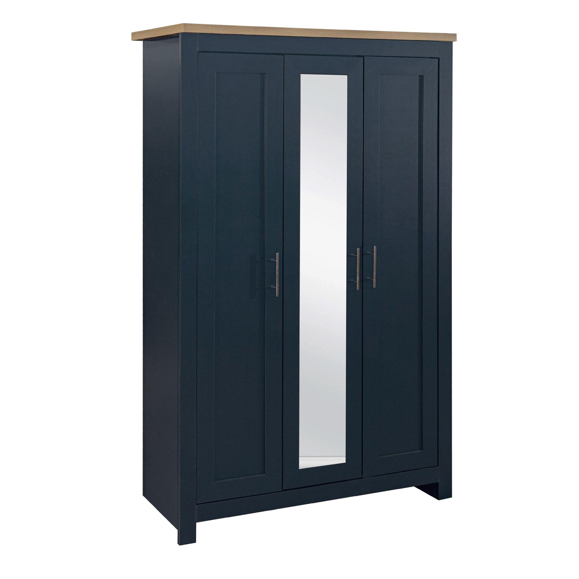 Highgate Mirror Wardrobe - 3 Door - Navy Blue Painted