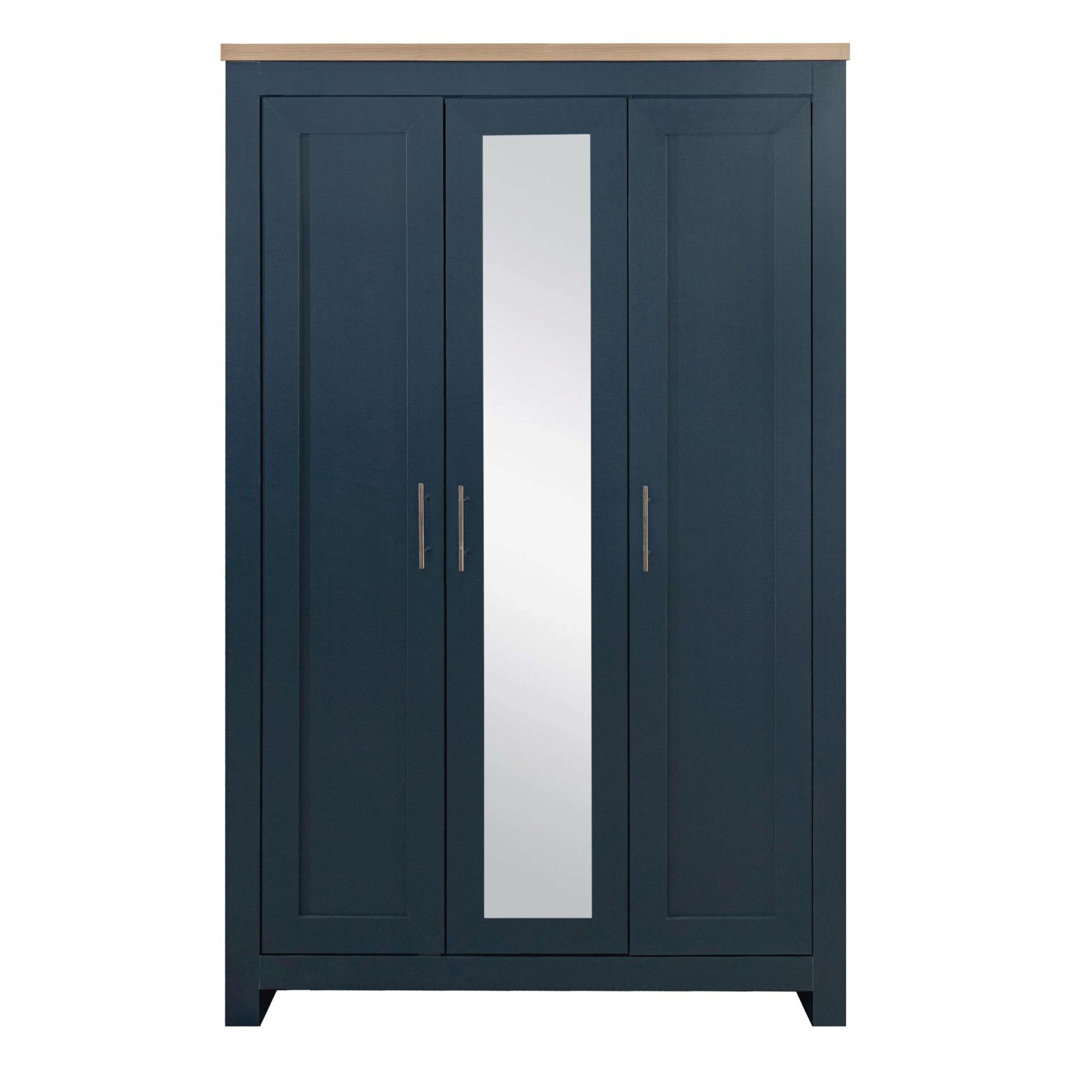 Highgate Mirror Wardrobe - 3 Door - Navy Blue Painted