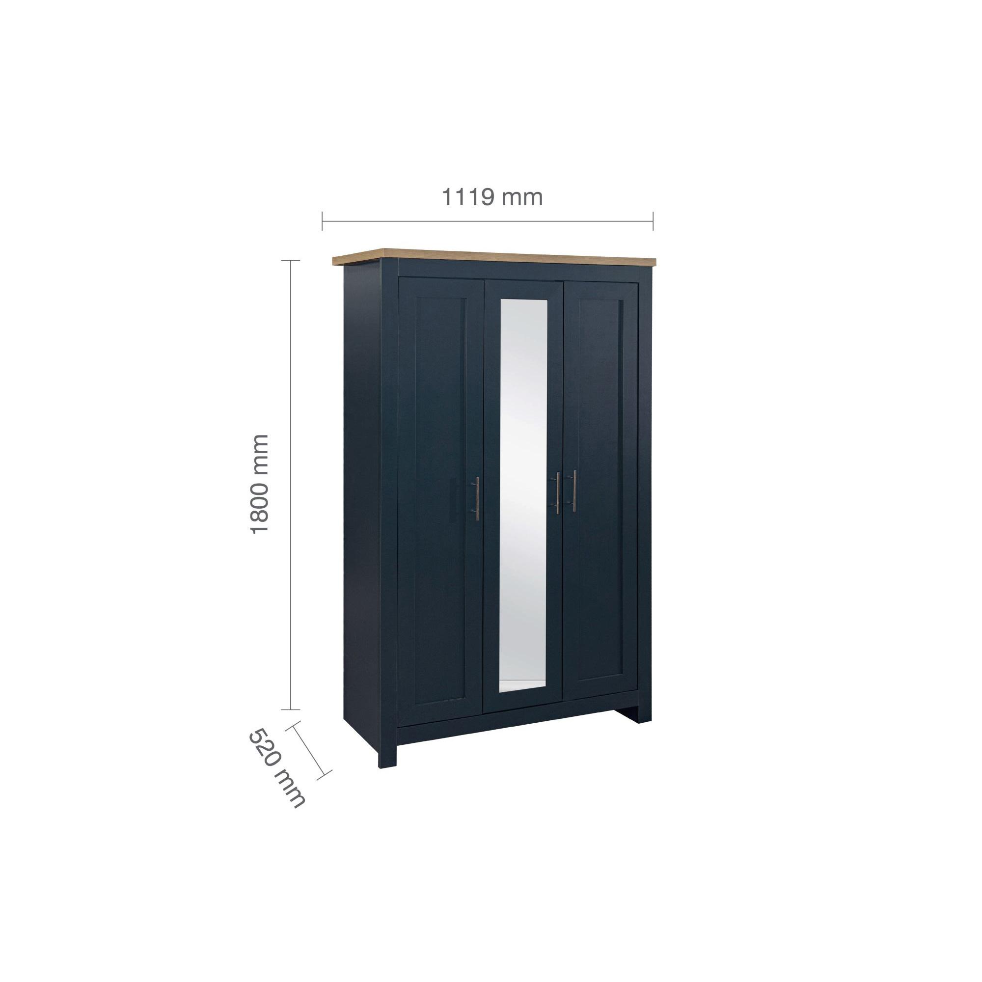 Highgate Mirror Wardrobe - 3 Door - Navy Blue Painted