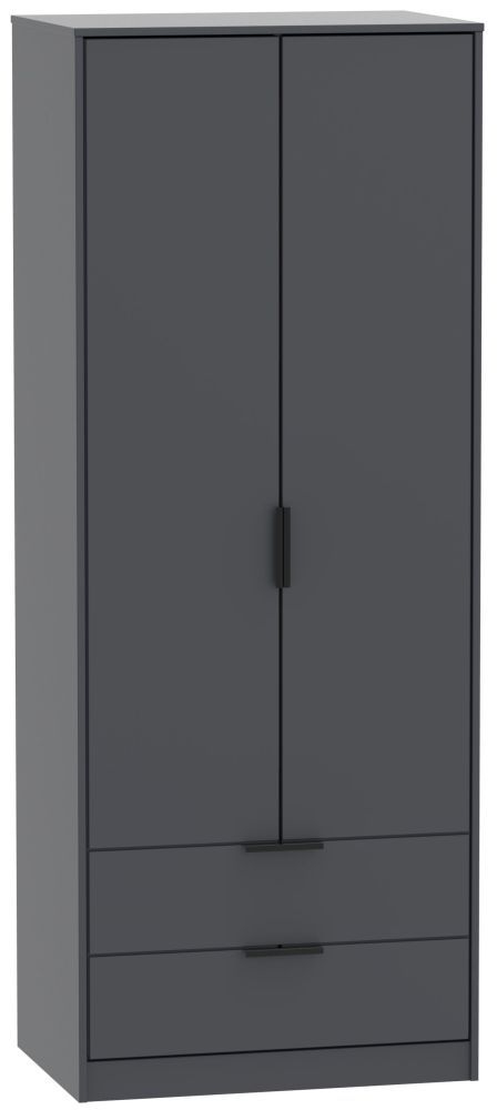 Hong Kong Graphite 2 Door 2 Drawer Tall Wardrobe