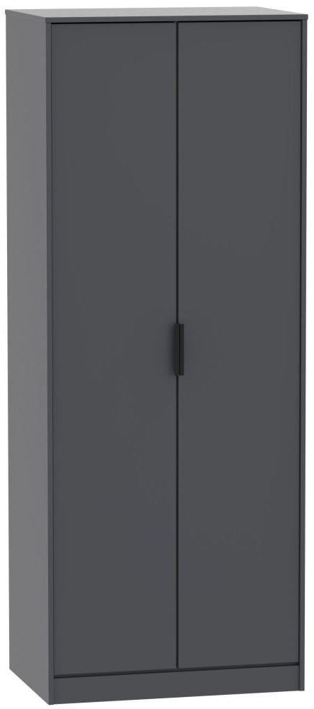Hong Kong Graphite 2 Door Plain Tall Wardrobe