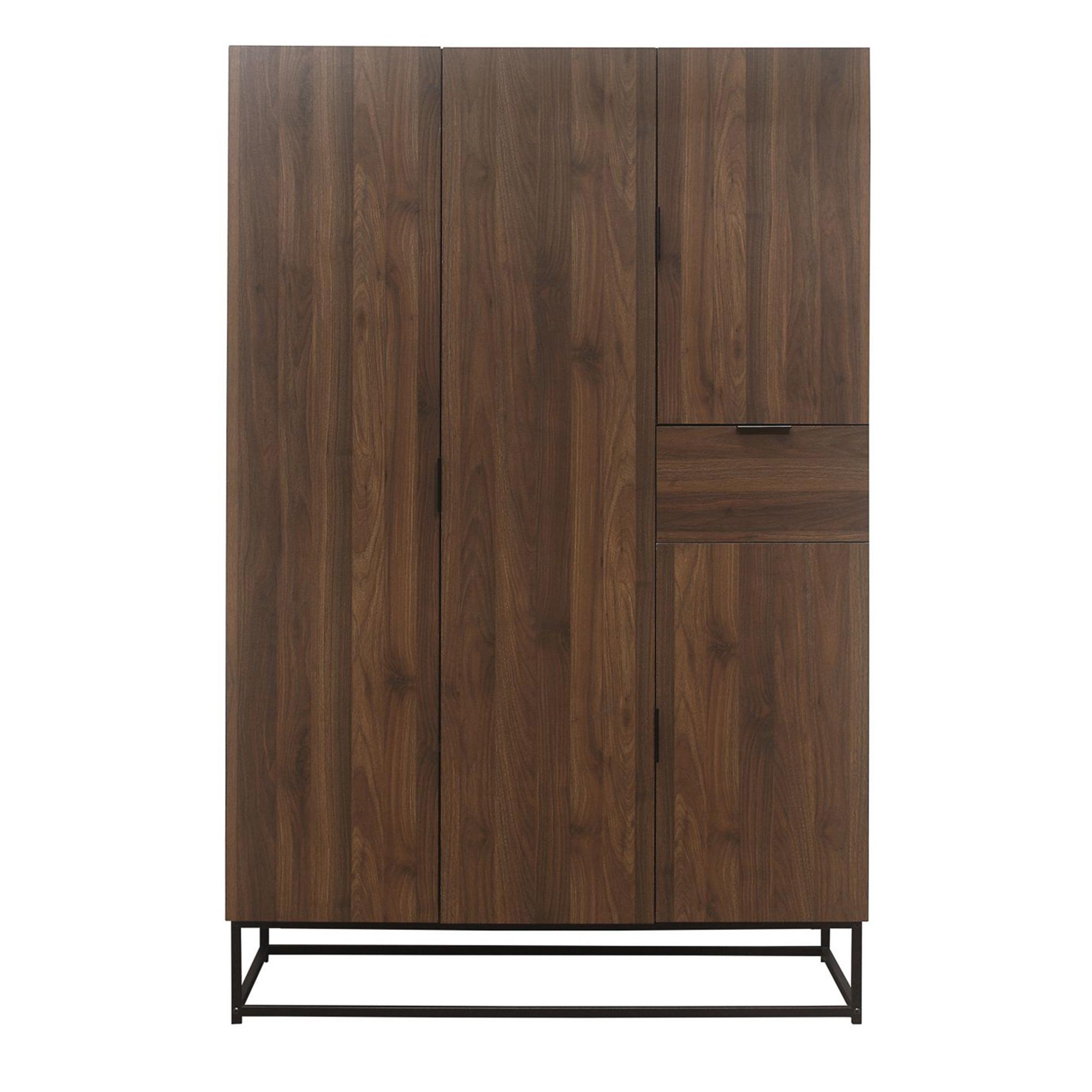Houston Wardrobe - 4 Door 1 Drawer - Walnut