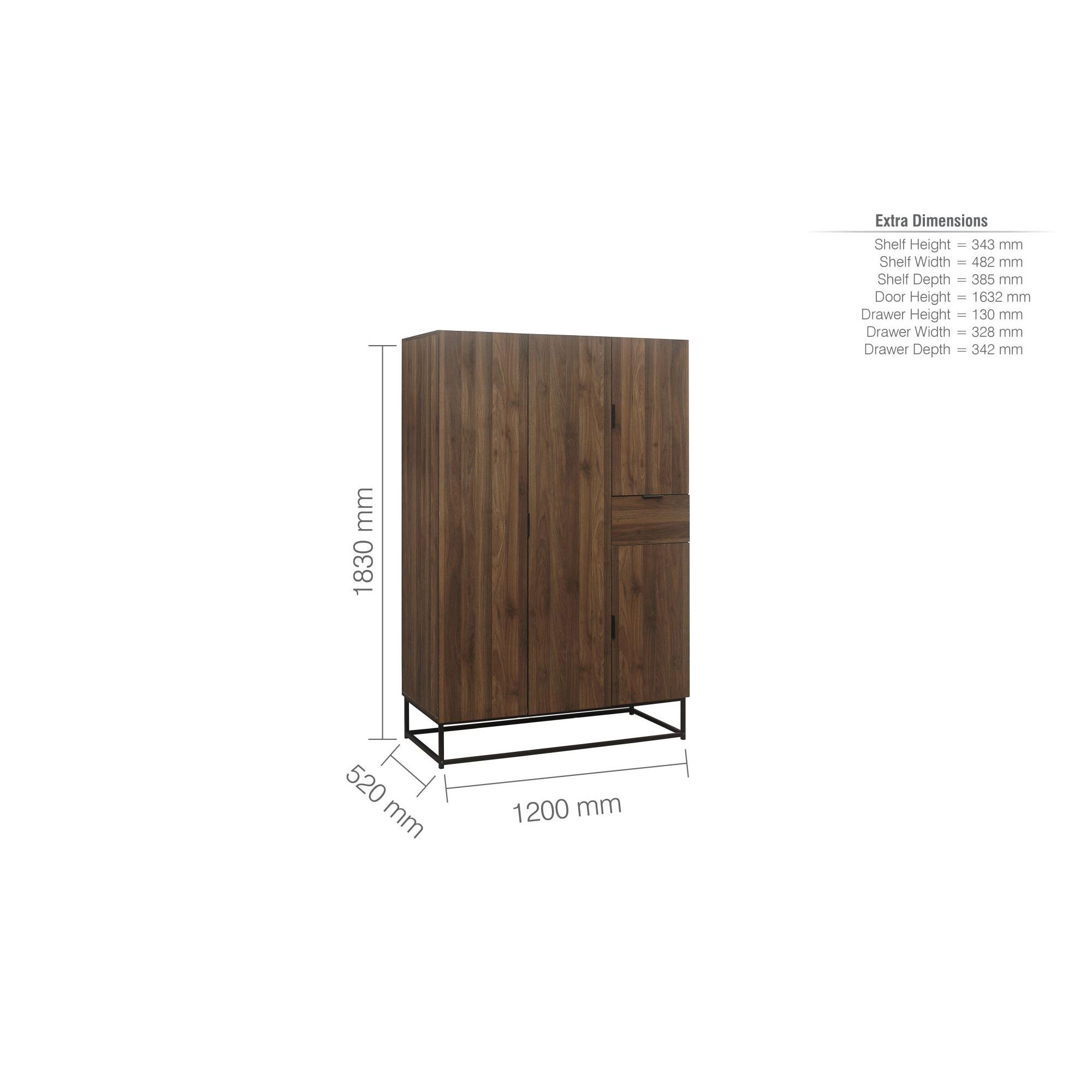 Houston Wardrobe - 4 Door 1 Drawer - Walnut