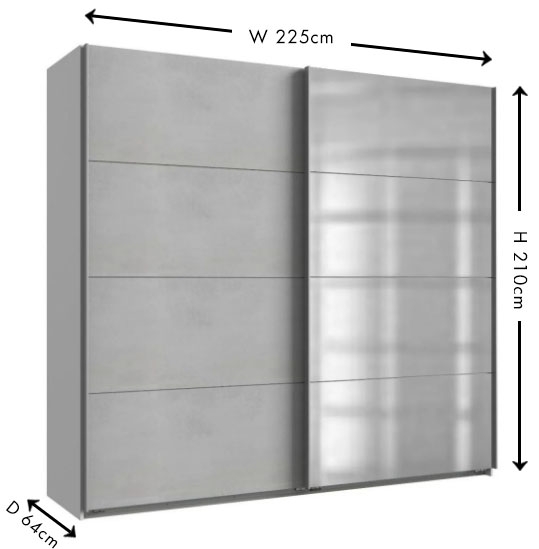 IN STOCK - Ernie Sliding Wardrobe - 2 Door - Concrete Grey
