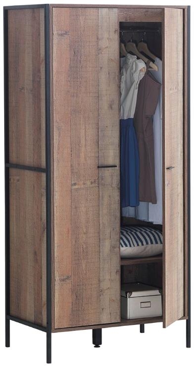 Industrial Rustic Oak Effect 2 Door Wardrobe