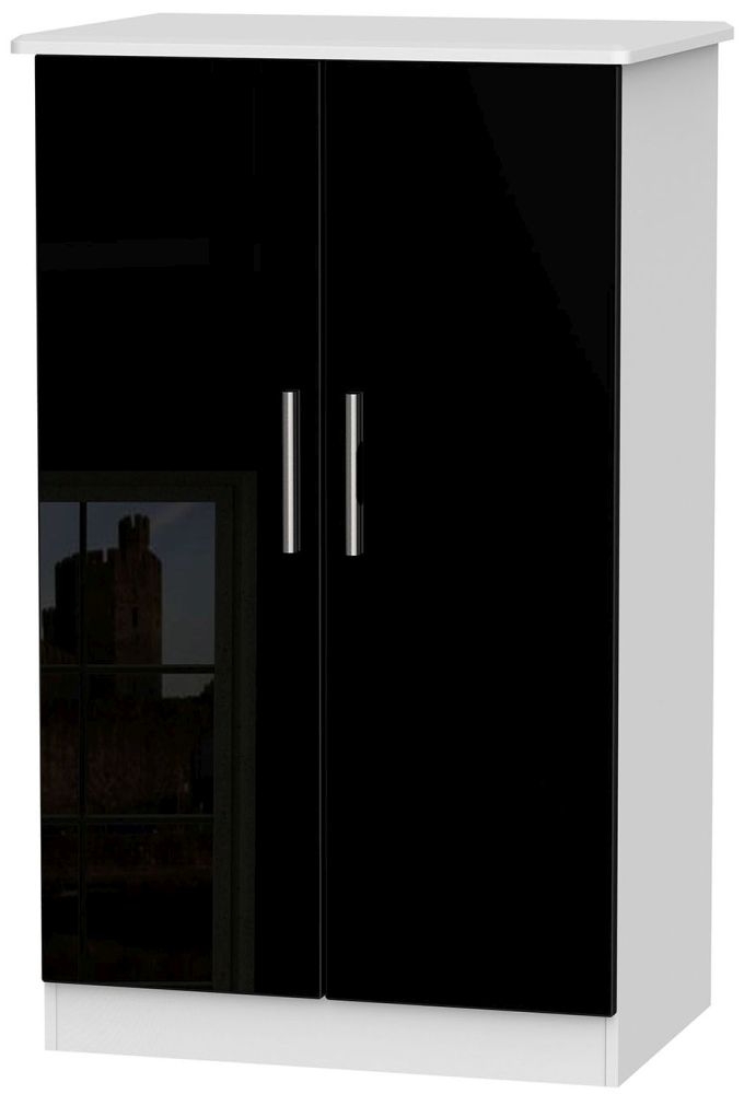 Knightsbridge Black Gloss and White Midi Wardrobe