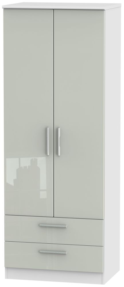 Knightsbridge Cashmere Gloss and White 2 Door 2 Drawer Tall Wardrobe