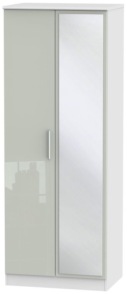 Knightsbridge Wardrobe - 2 Door - 1 Mirror - Tall - Cashmere Gloss and White