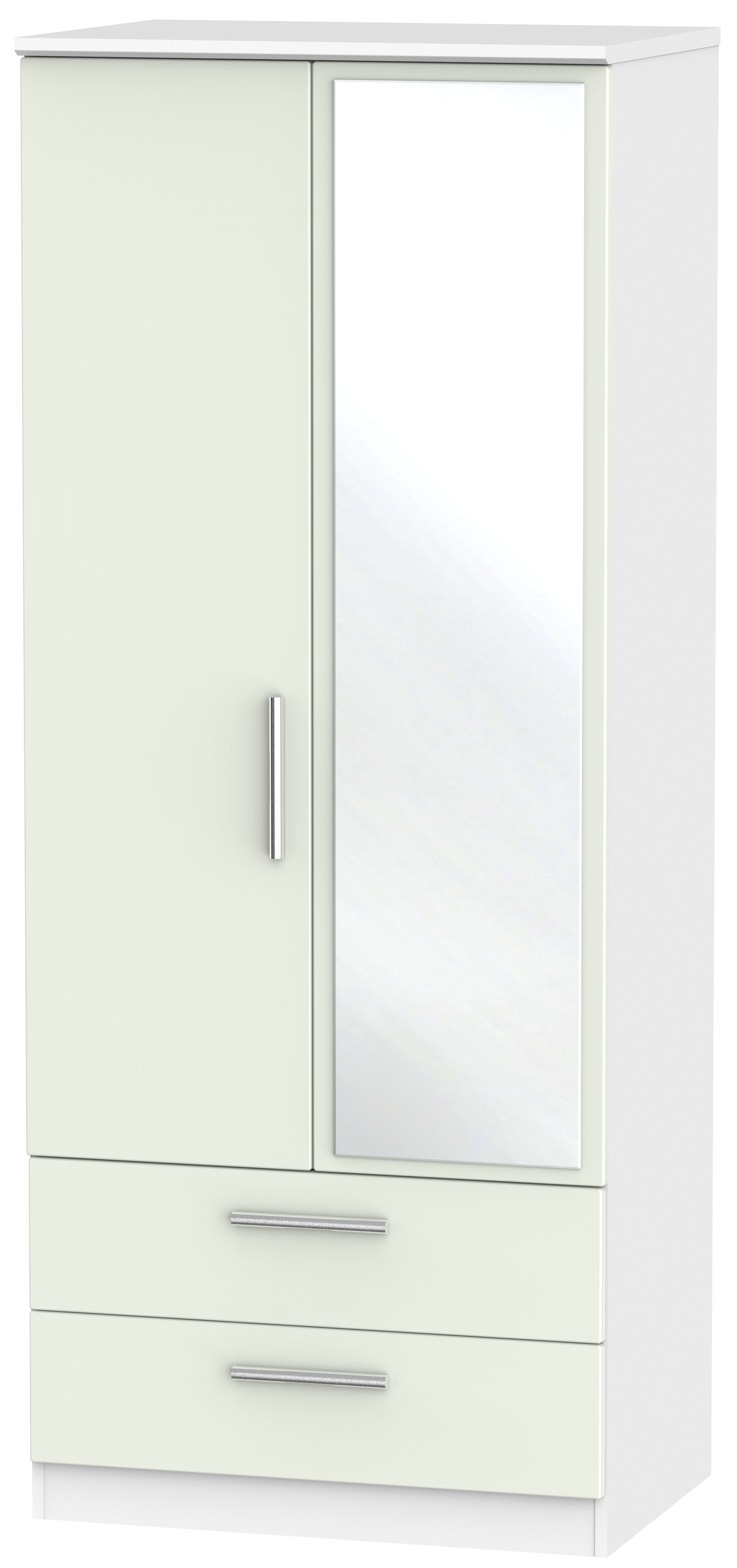 Knightsbridge Cashmere Matt and White 2 Door Combi Wardrobe - 1 Mirror
