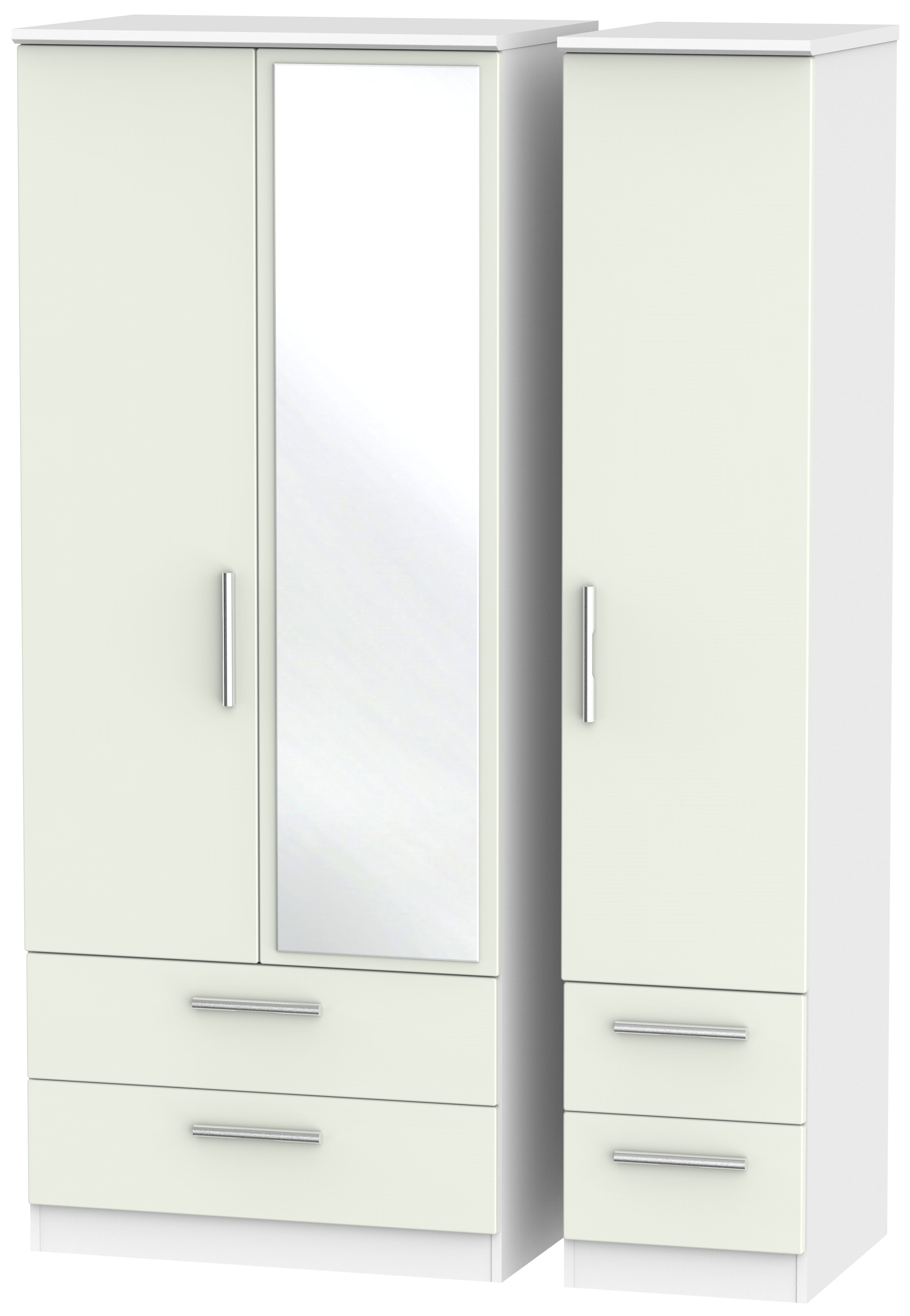 Knightsbridge Cashmere Matt and White 3 Door Combi Wardrobe - 1 Mirror