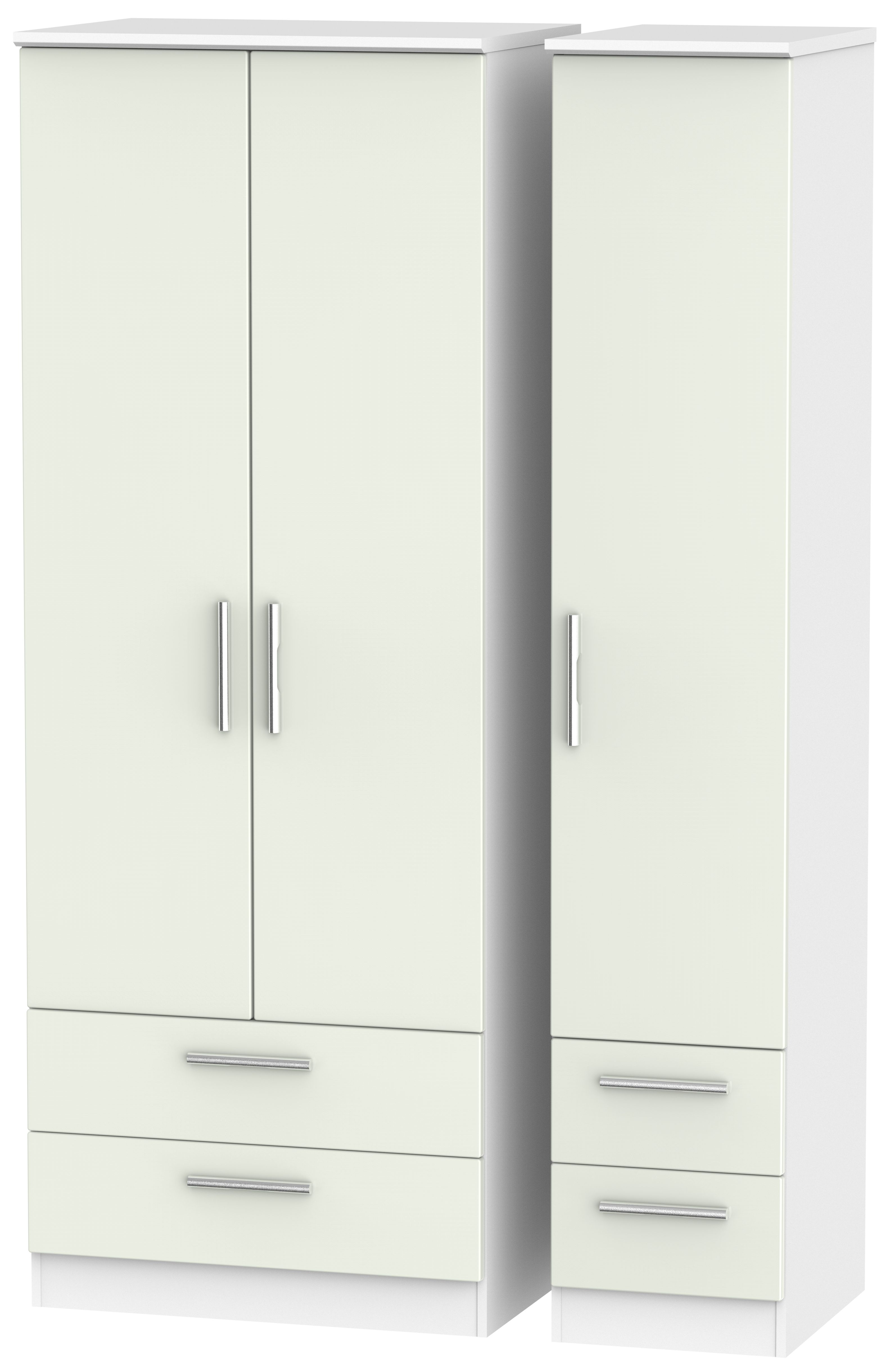 Knightsbridge Wardrobe - 3 Door - 4 Drawer - Tall - Triple - Cashmere Matt and White