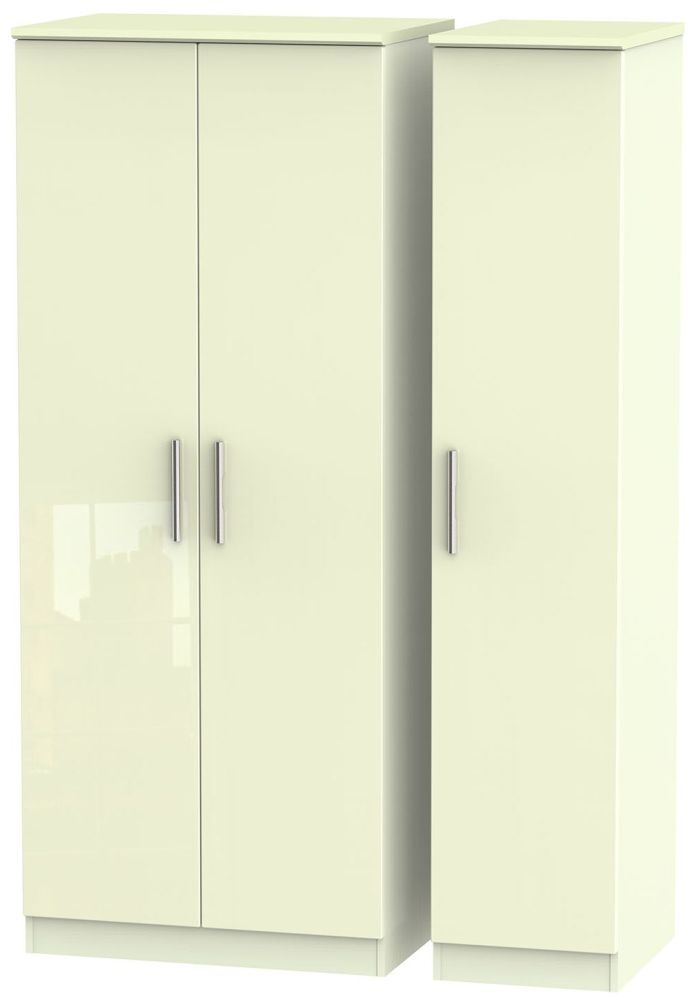 Knightsbridge Wardrobe - 3 Door - Triple - Cream Gloss
