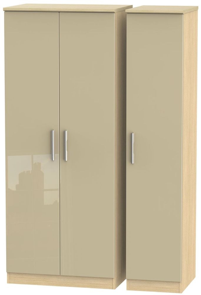 Knightsbridge Wardrobe - 3 Door - Triple - Mushroom and Light Oak