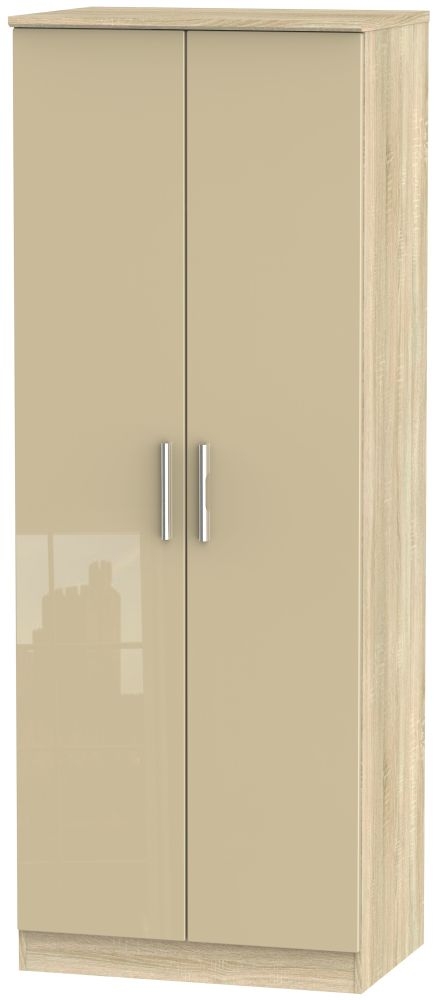 Knightsbridge Wardrobe - 2 Door - Plain - Tall - Mushroom and Oak