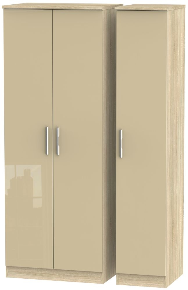 Knightsbridge Wardrobe - 3 Door - Tall - Triple - Mushroom and Oak