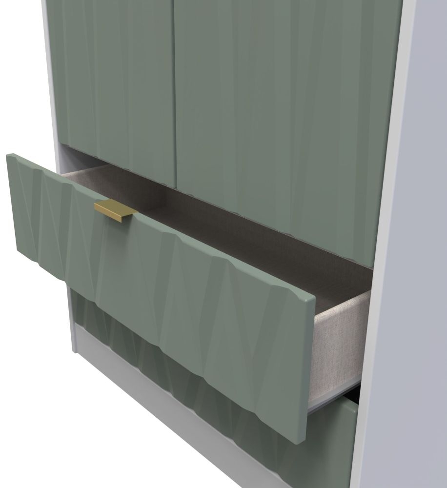 Las Vegas Wardrobe - 2 Door - 2 Drawer - Tall - White and Green