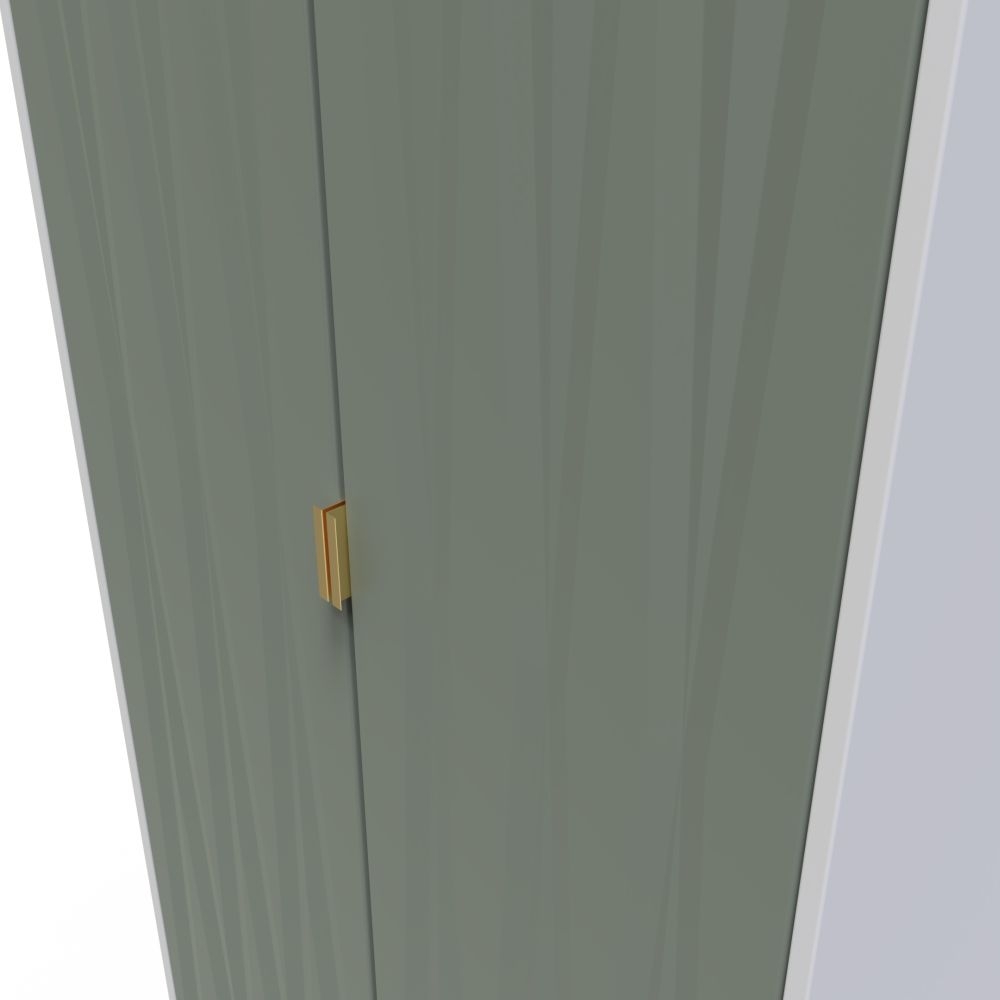 Las Vegas Wardrobe - 2 Door - Plain - Tall - White and Green