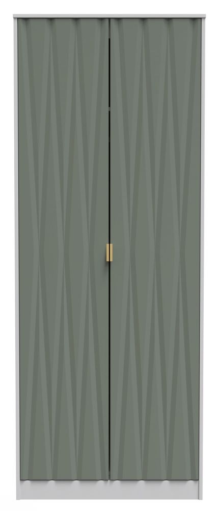 Las Vegas White and Green 2 Door Plain Tall Wardrobe